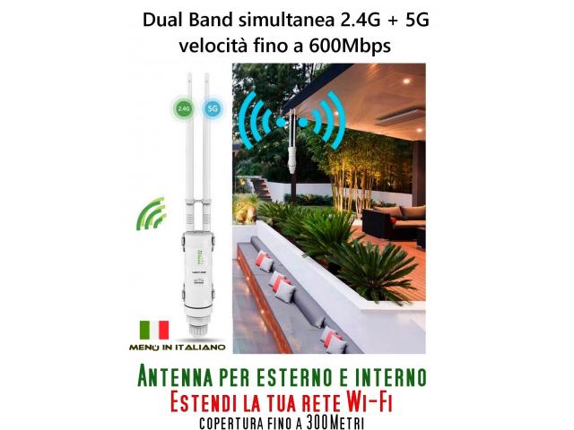 Amplificatore segnale wifi da esterno o interno 2.4G + 5G lunga distanza - 1/7