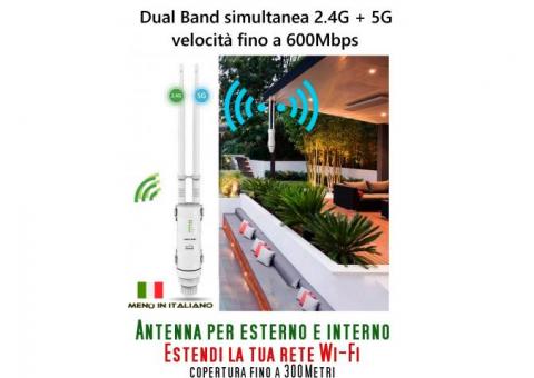 Amplificatore segnale wifi da esterno o interno 2.4G + 5G lunga distanza